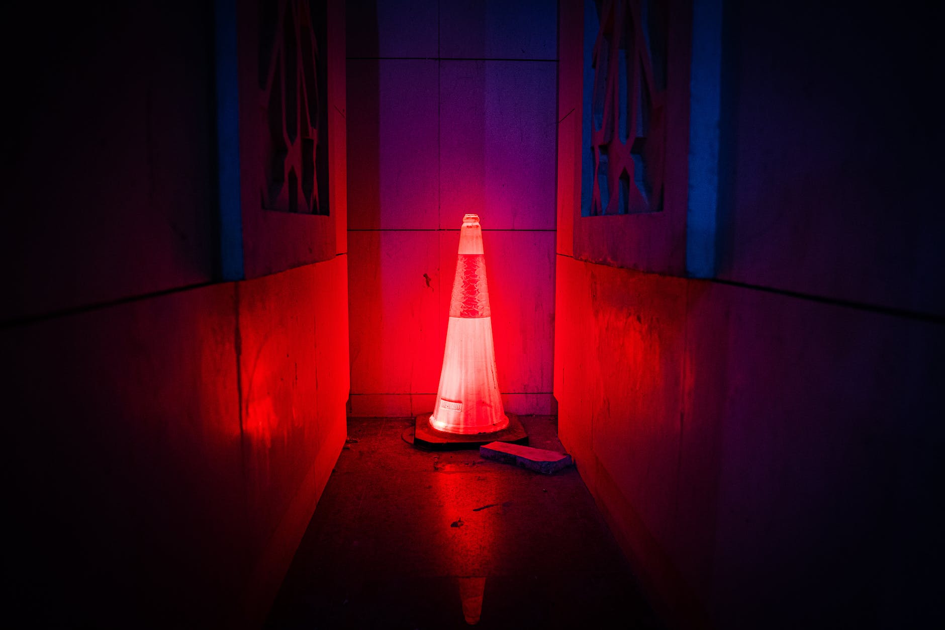 red led traffic cone